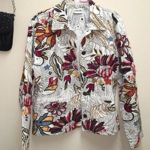 CHICO’S Denim Jacket Multi-Texture Embroidered unlined